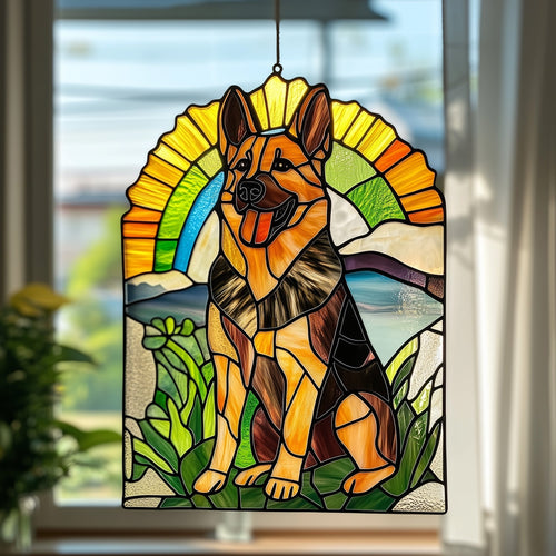 German Shepherd Stained Glass Suncatcher GFTOTP6898