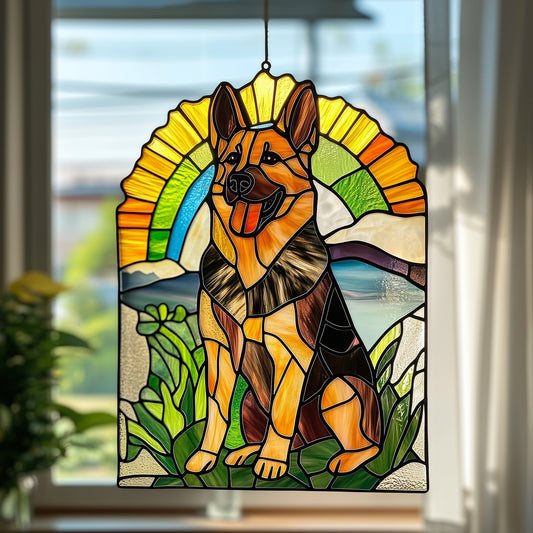 German Shepherd Stained Glass Suncatcher GFTOTP6898