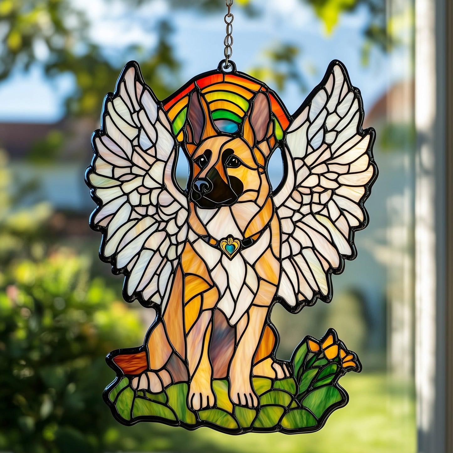German Shepherd Stained Glass Suncatcher GFTOTP6900