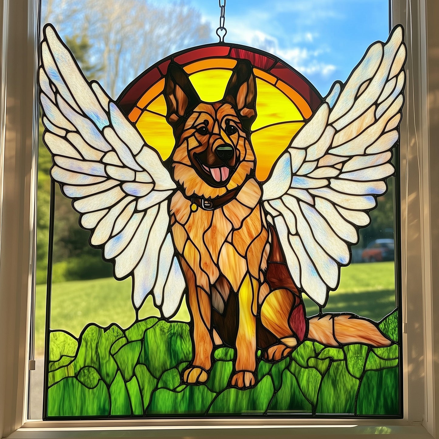 German Shepherd Stained Glass Suncatcher GFTOTP6901