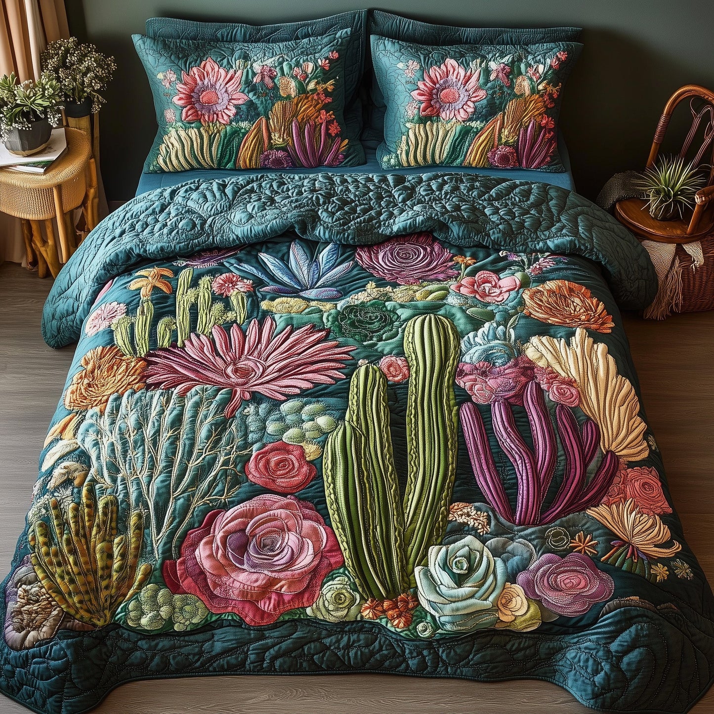 Desert Blooming 3-Piece Quilted Bedding Set GFTOTP6939