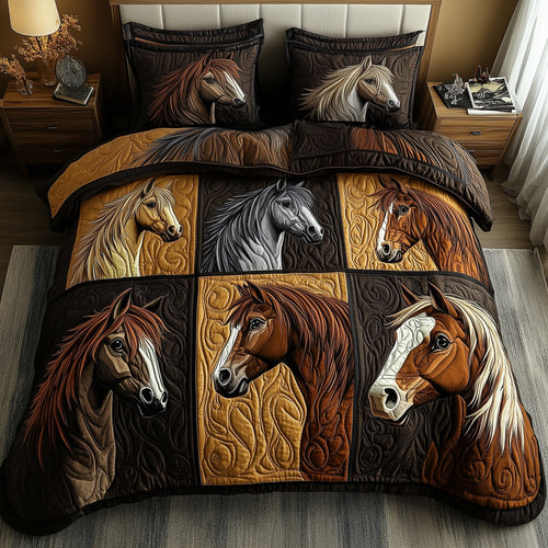 Wild Prairie Horse 3-Piece Quilted Bedding Set GFTOTP7015