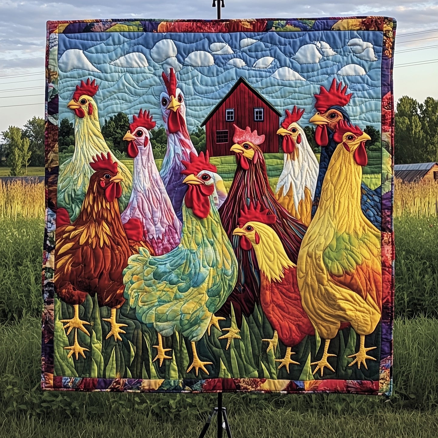 Funky Chicken Fiesta Quilted Blanket GFTOTP7110