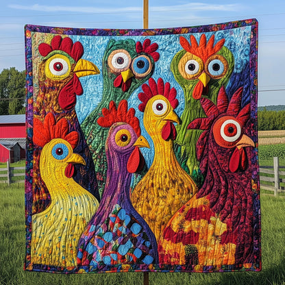 Funky Chicken Fiesta Quilted Blanket GFTOTP7113