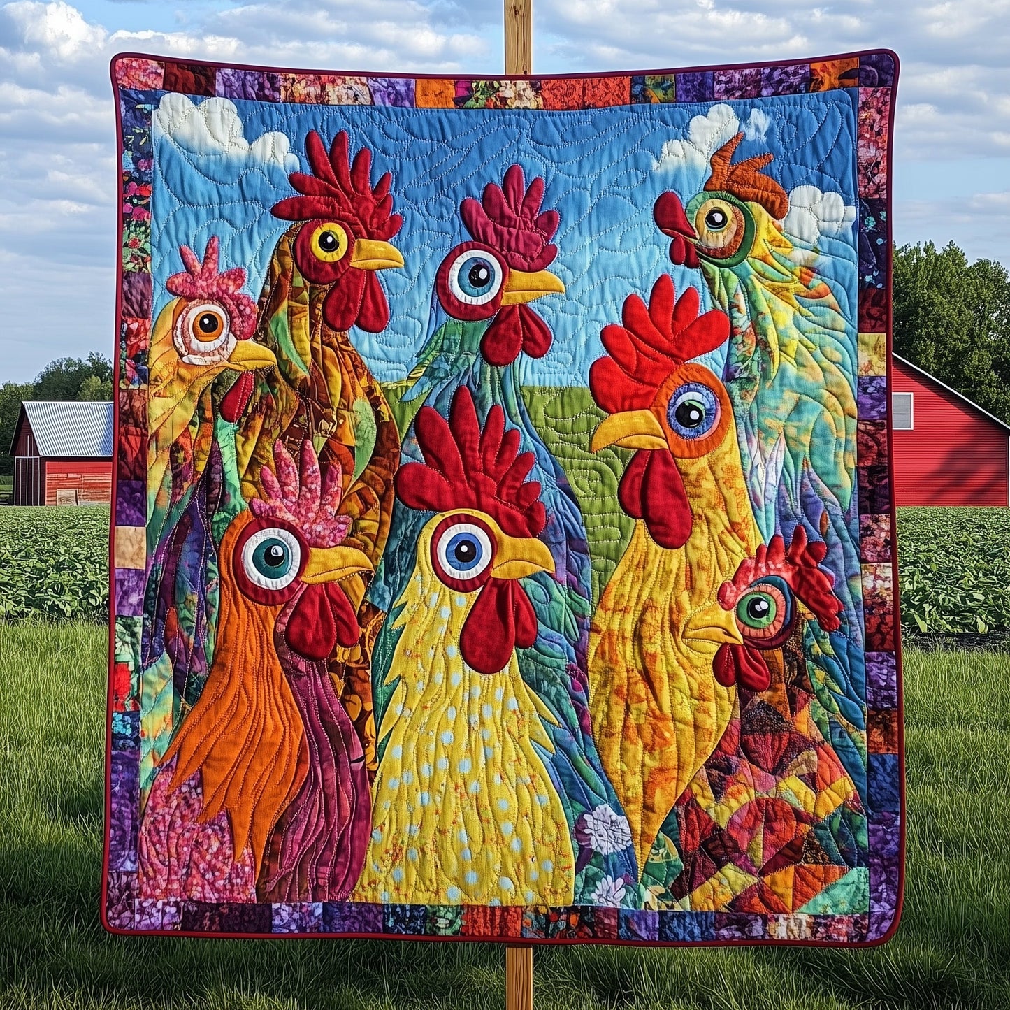 Funky Chicken Fiesta Quilted Blanket GFTOTP7117