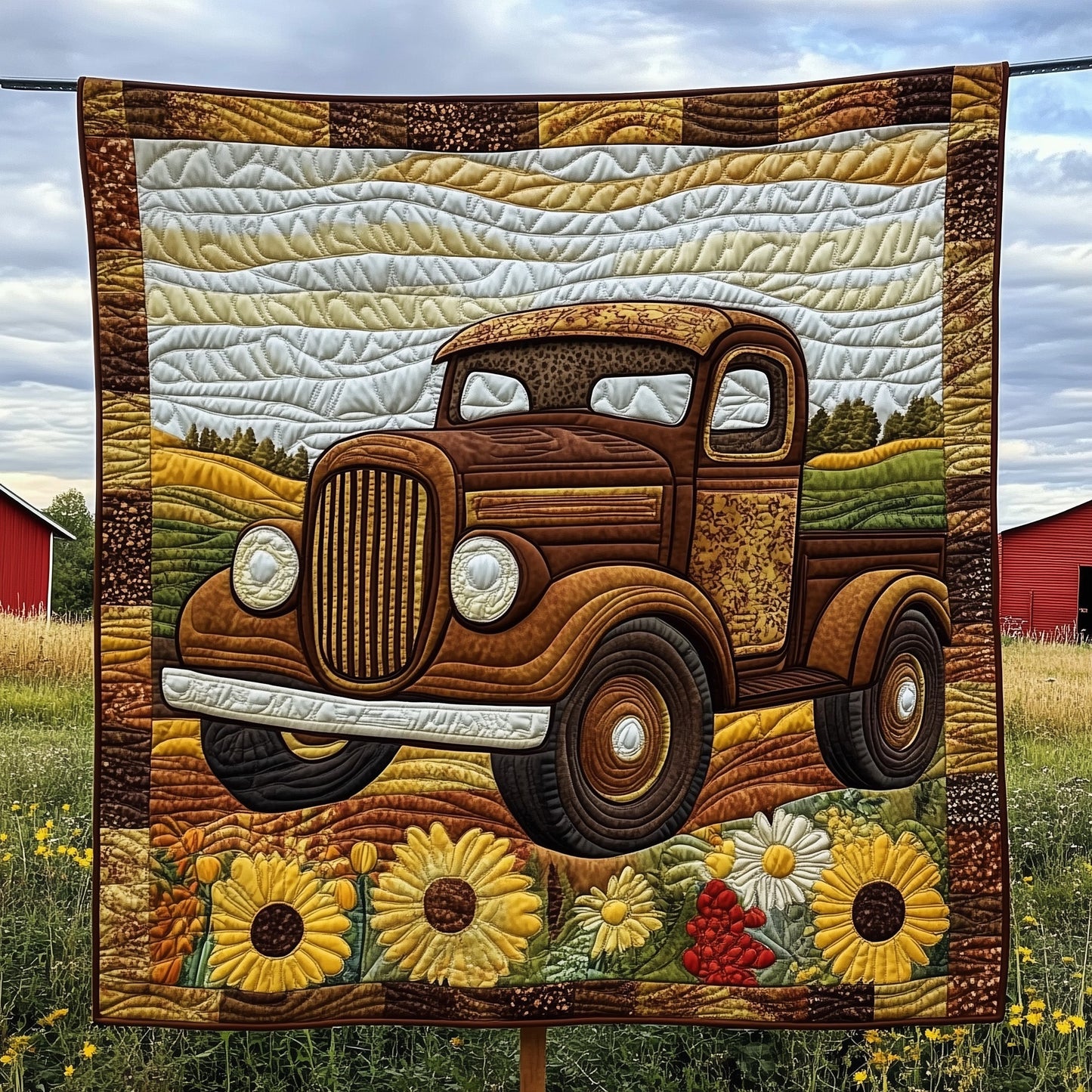 Rustic Roads Truck Quilted Blanket GFTOTP7118