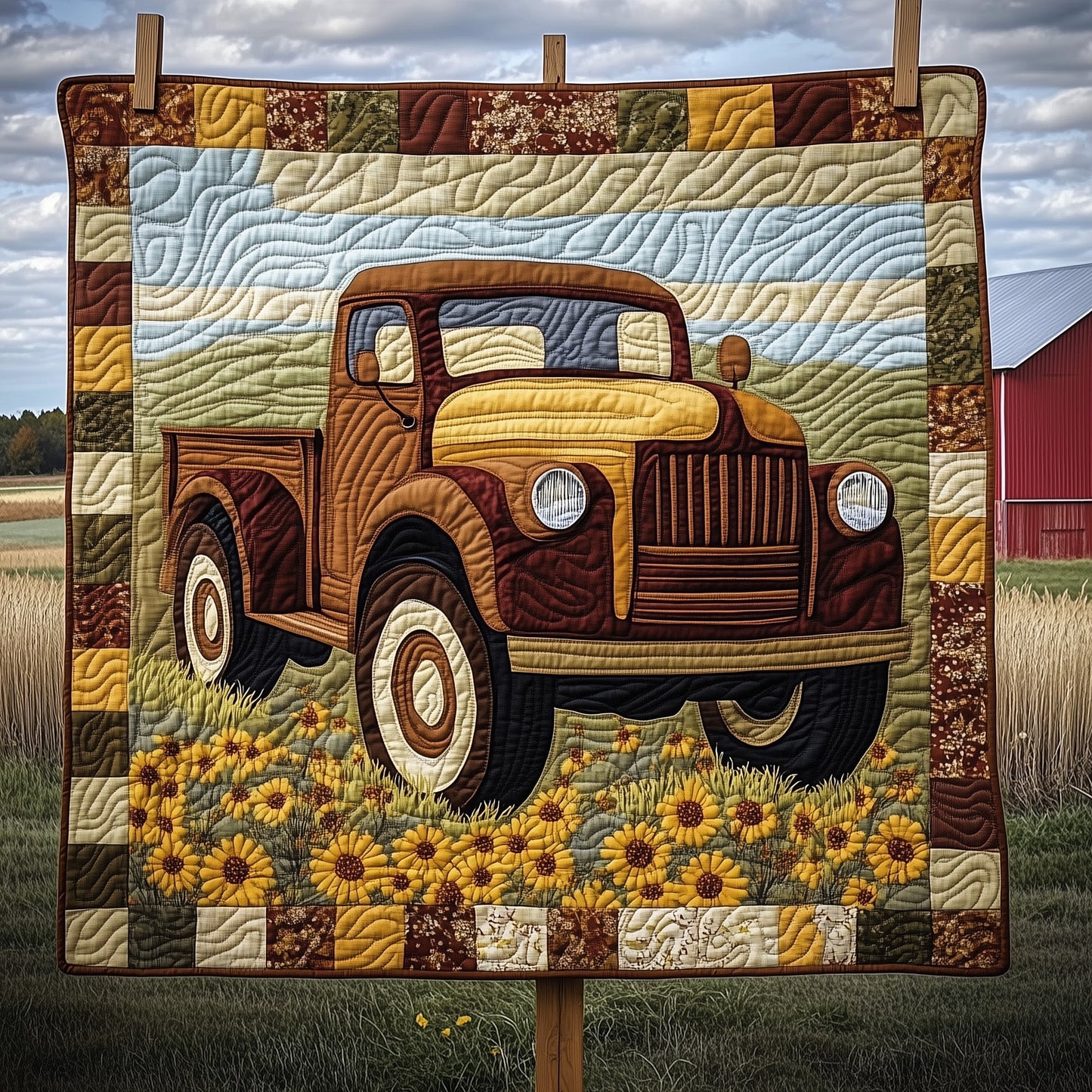 Rustic Roads Truck Quilted Blanket GFTOTP7119