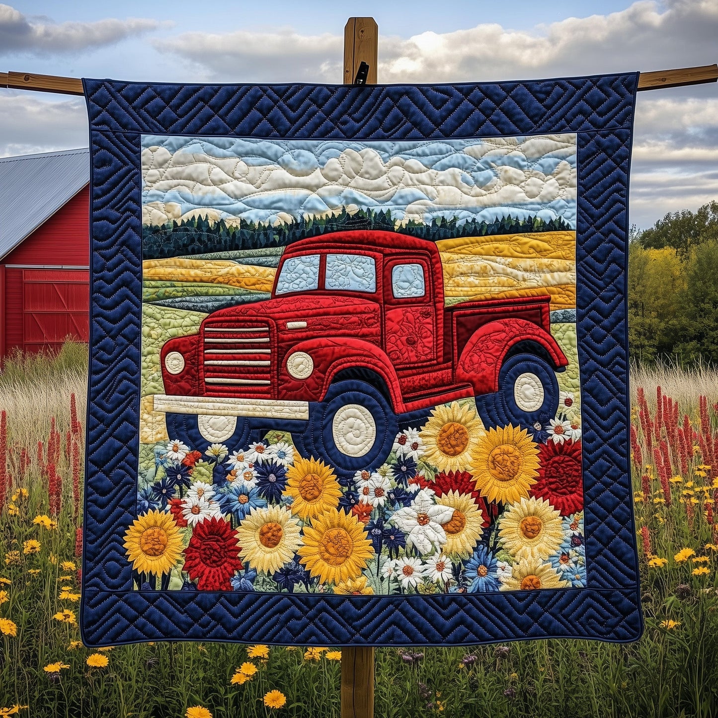 Rustic Roads Truck Quilted Blanket GFTOTP7125
