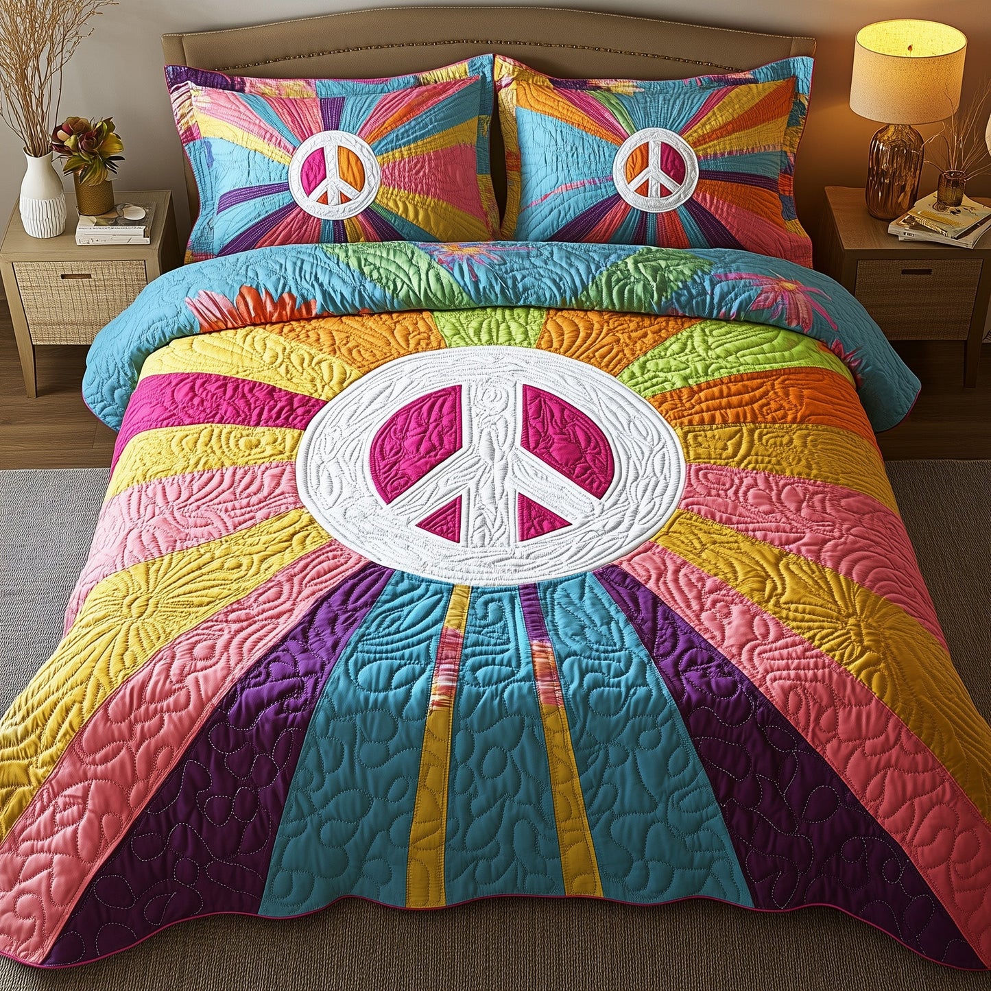 Groovy Dreams 3-Piece Quilted Bedding Set GFTOTP7147