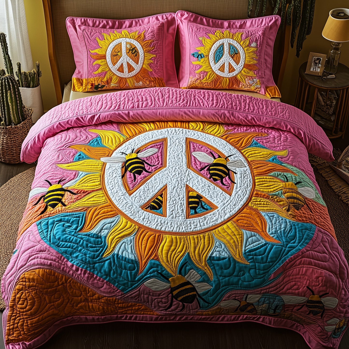 Bee Hippie 3-Piece Quilted Bedding Set GFTOTP7219