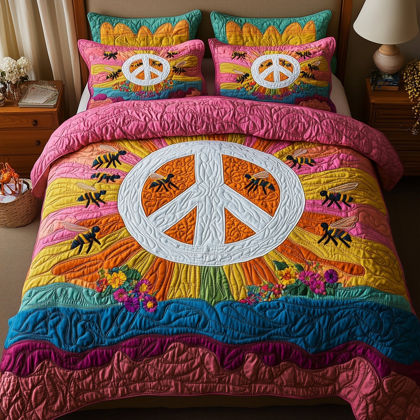 Bee Hippie 3-Piece Quilted Bedding Set GFTOTP7222