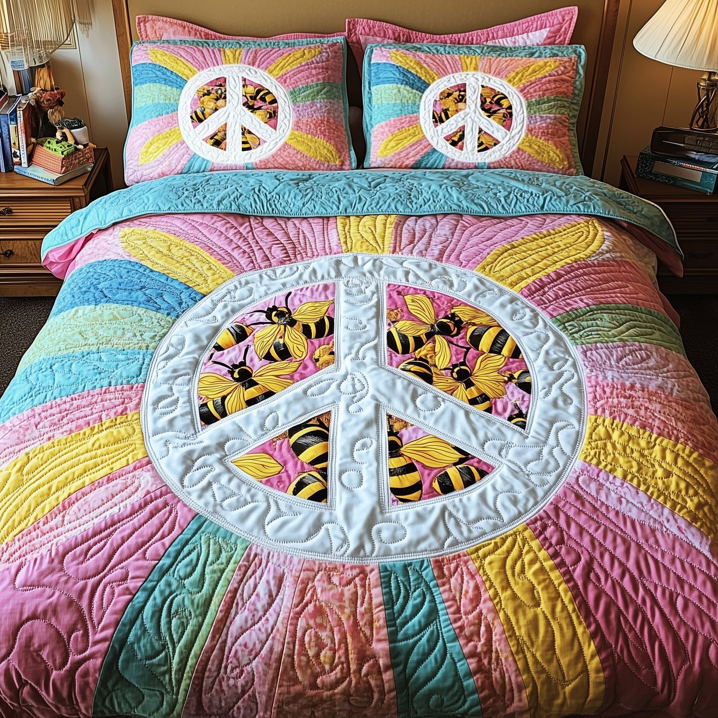 Bee Hippie 3-Piece Quilted Bedding Set GFTOTP7224