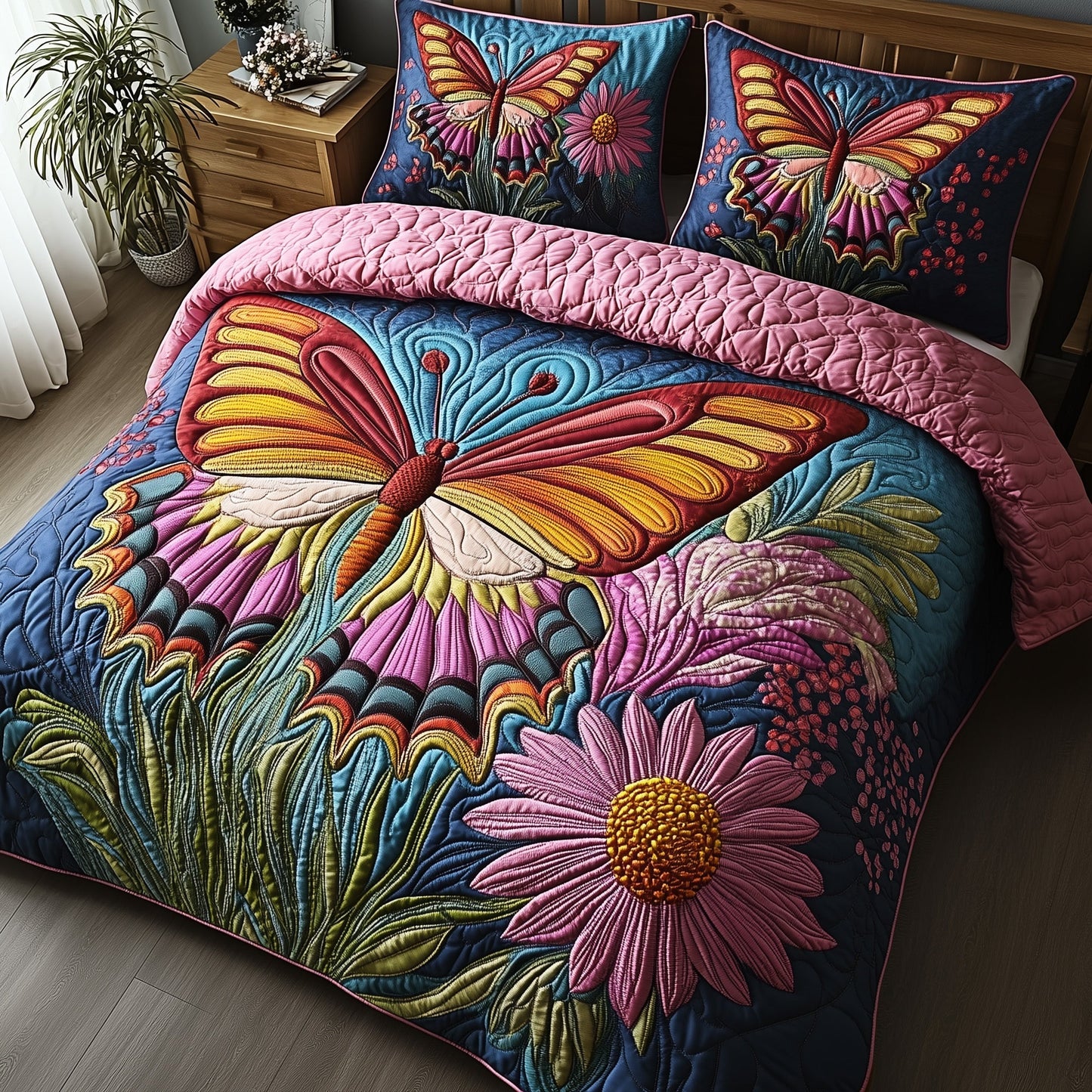Butterfly Haven 3-Piece Quilted Bedding Set GFTOTP7250