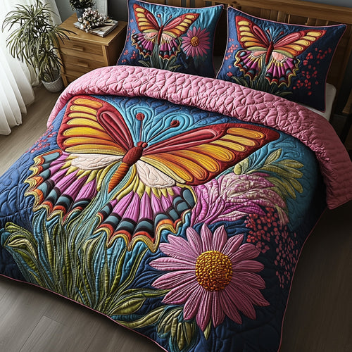 Butterfly Haven 3-Piece Quilted Bedding Set GFTOTP7250