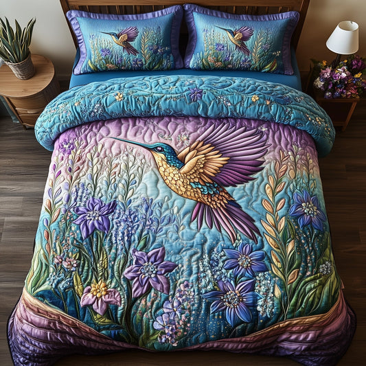 Sparkling Hummingbird 3-Piece Quilted Bedding Set GFTOTP7384