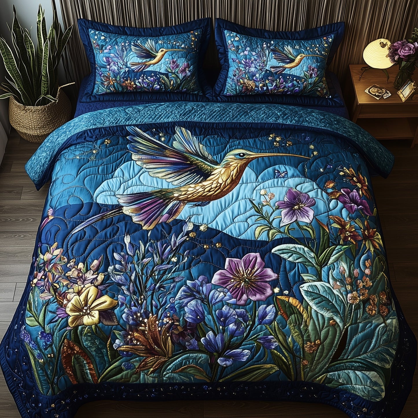 Sparkling Hummingbird 3-Piece Quilted Bedding Set GFTOTP7393