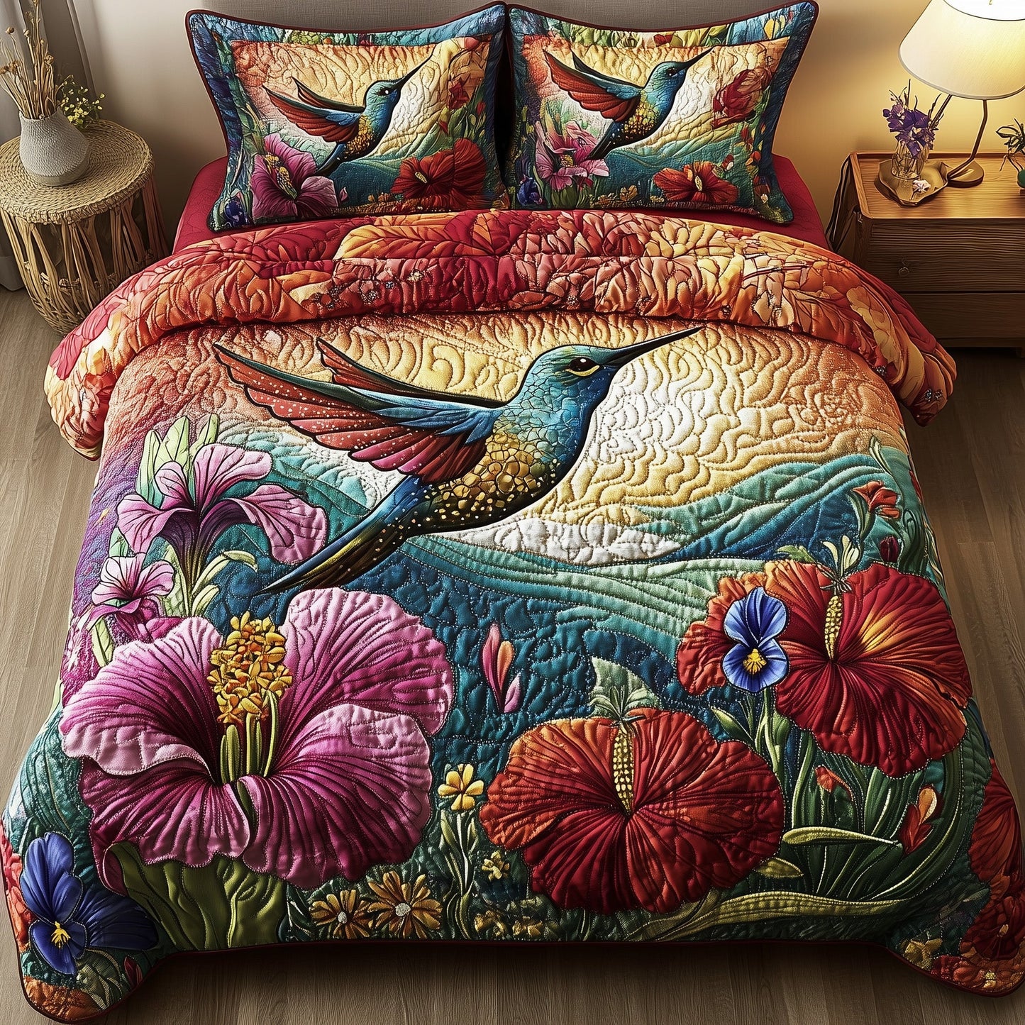Sparkling Hummingbird 3-Piece Quilted Bedding Set GFTOTP7399
