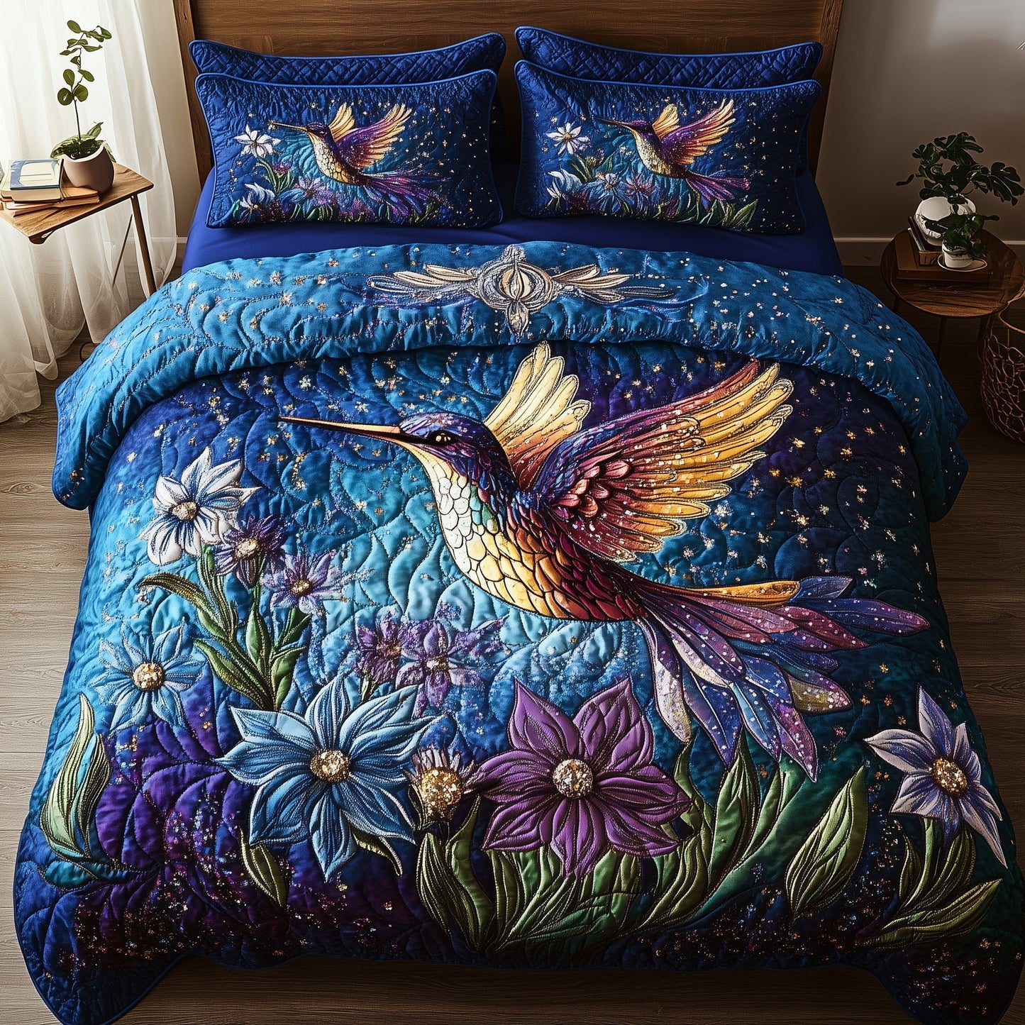 Sparkling Hummingbird 3-Piece Quilted Bedding Set GFTOTP7400