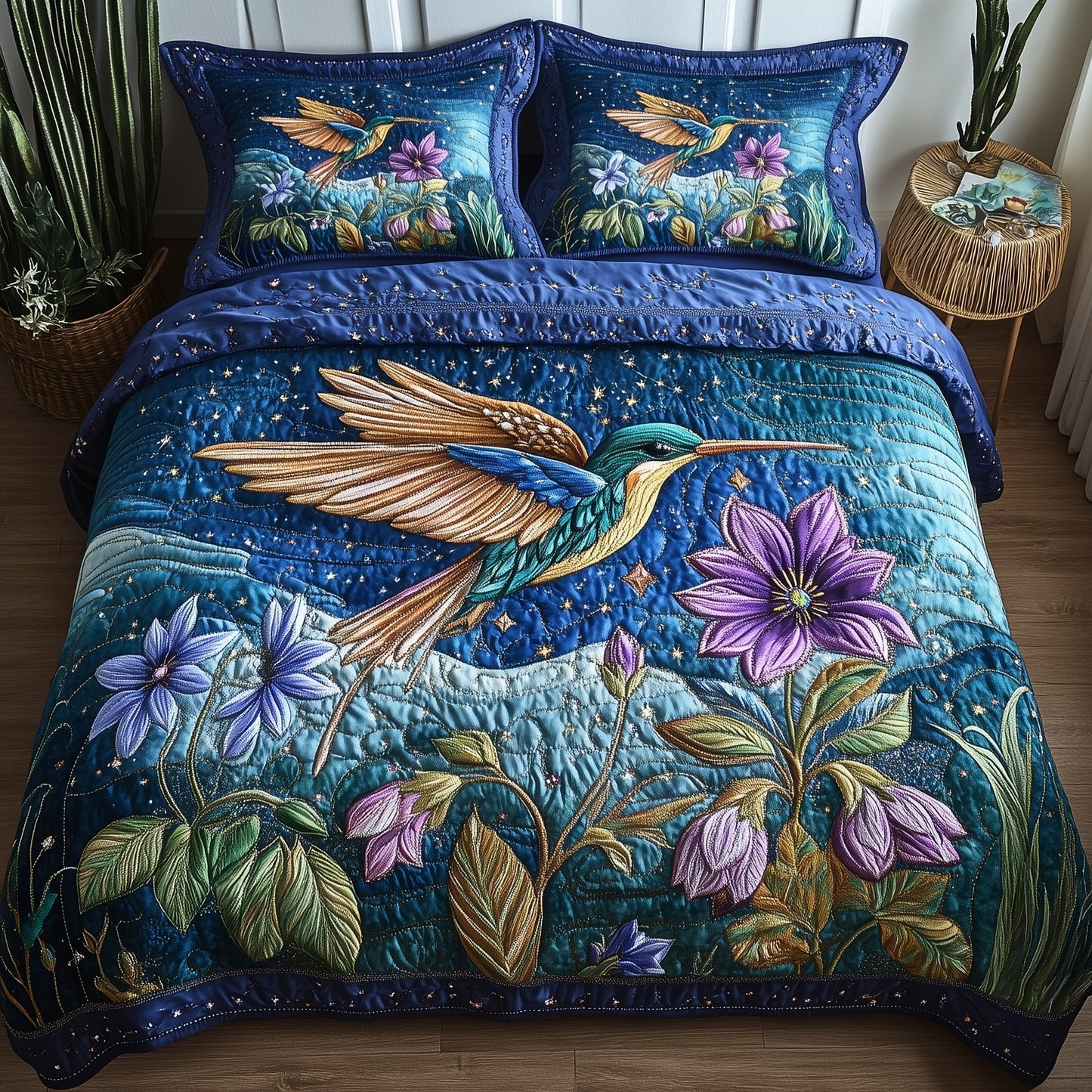 Sparkling Hummingbird 3-Piece Quilted Bedding Set GFTOTP7401