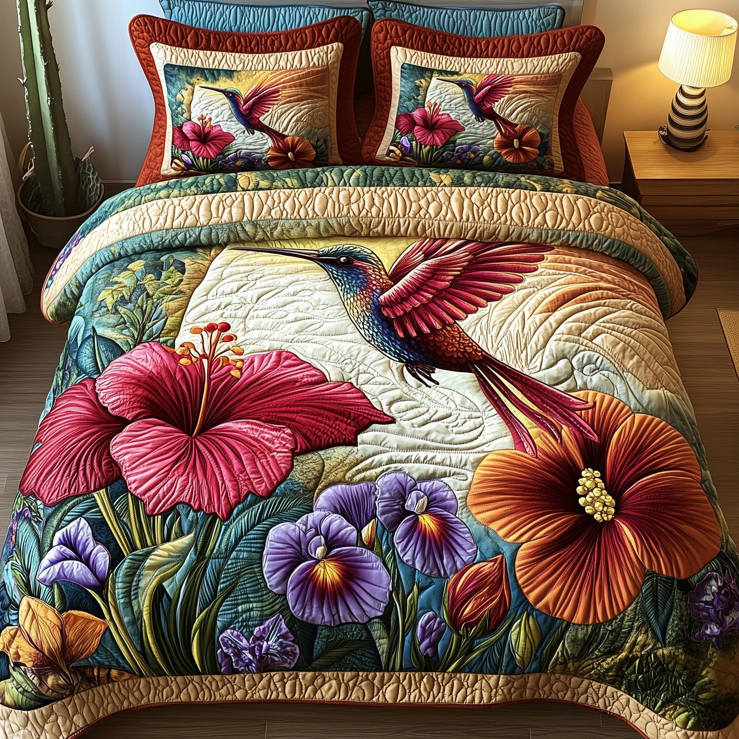 Sparkling Hummingbird 3-Piece Quilted Bedding Set GFTOTP7402