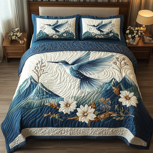 Winter Hummingbird 3-Piece Quilted Bedding Set GFTOTP7409