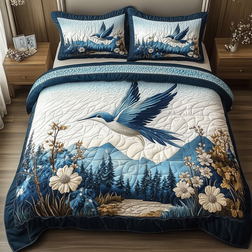 Winter Hummingbird 3-Piece Quilted Bedding Set GFTOTP7410