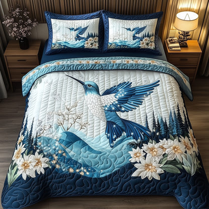 Winter Hummingbird 3-Piece Quilted Bedding Set GFTOTP7411