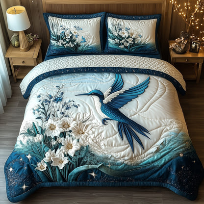 Winter Hummingbird 3-Piece Quilted Bedding Set GFTOTP7412