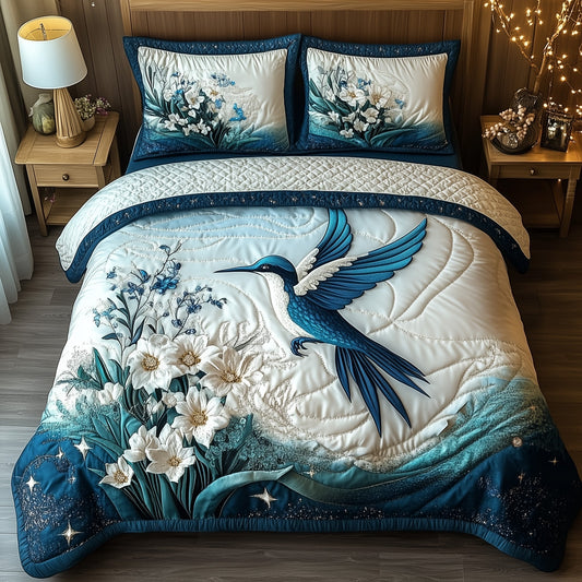 Winter Hummingbird 3-Piece Quilted Bedding Set GFTOTP7412
