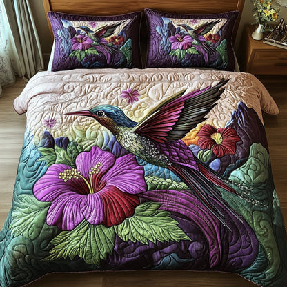 Hummingbird Haven 3-Piece Quilted Bedding Set GFTOTP7413