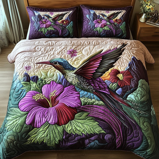 Hummingbird Haven 3-Piece Quilted Bedding Set GFTOTP7413
