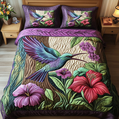 Hummingbird Haven 3-Piece Quilted Bedding Set GFTOTP7416