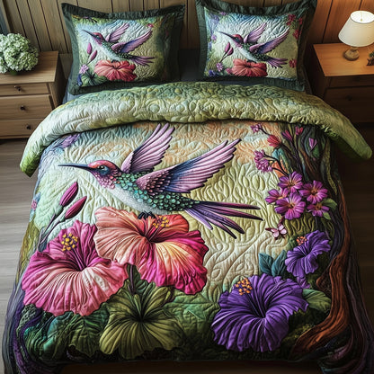 Hummingbird Haven 3-Piece Quilted Bedding Set GFTOTP7417
