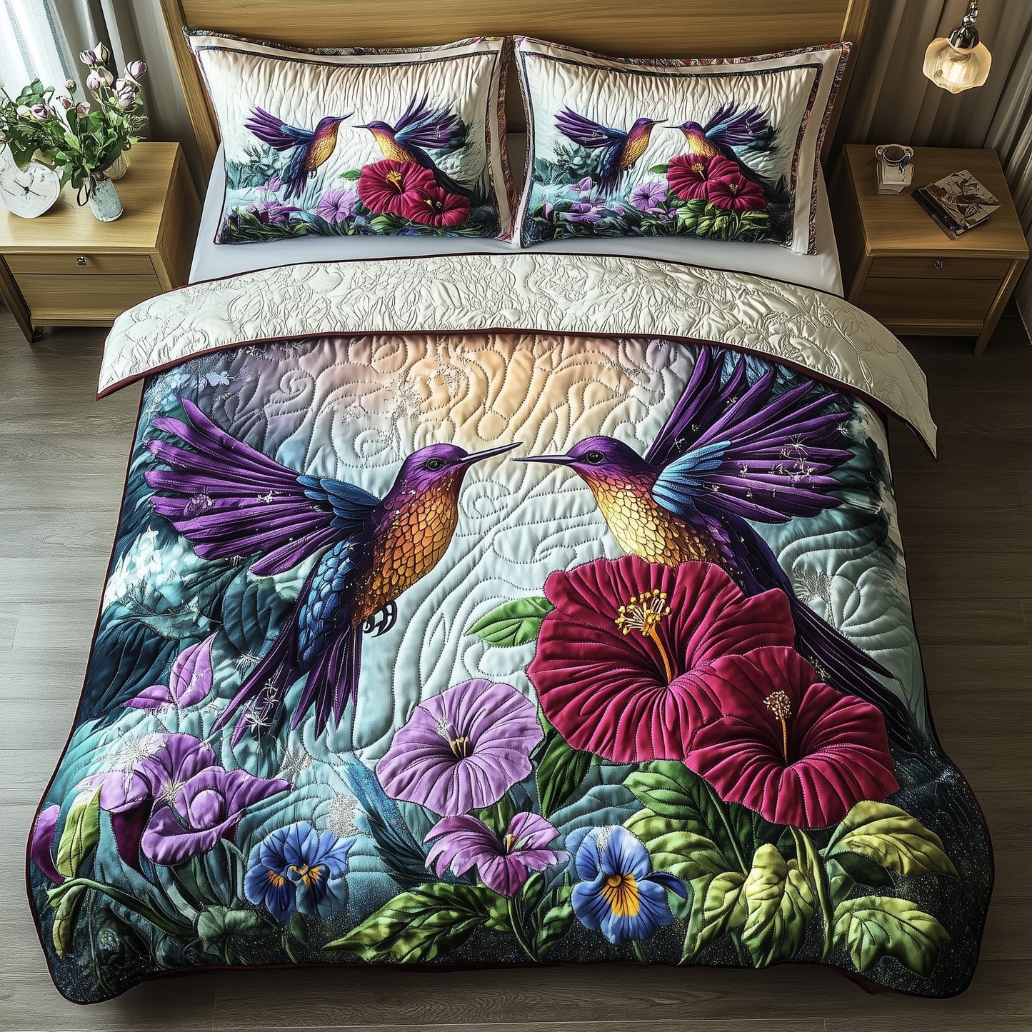 Hummingbird Love 3-Piece Quilted Bedding Set GFTOTP7419