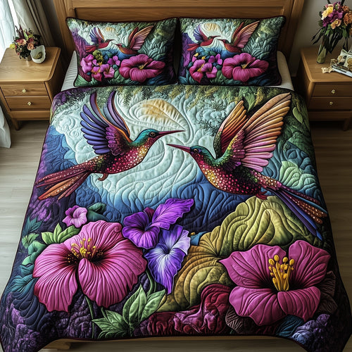 Hummingbird Love 3-Piece Quilted Bedding Set GFTOTP7421