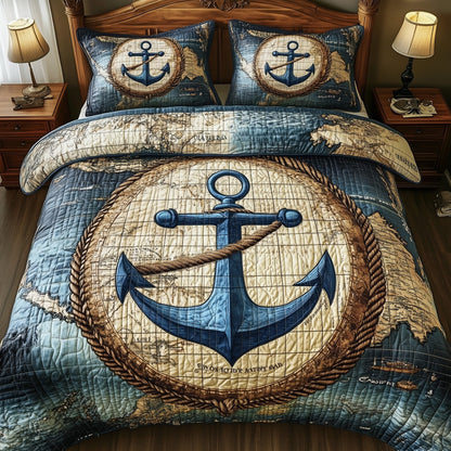 Nautical Anchor 3-Piece Quilted Bedding Set GFTOTP7498