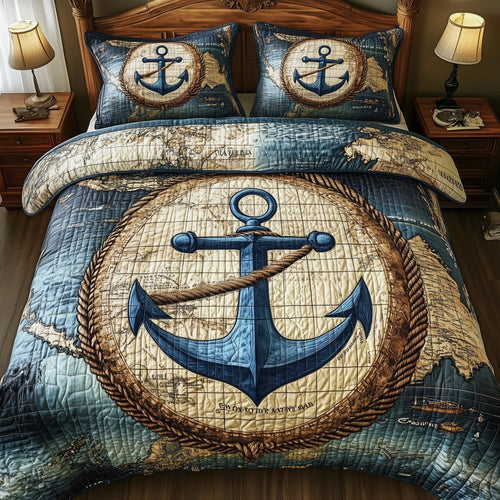 Nautical Anchor 3-Piece Quilted Bedding Set GFTOTP7498