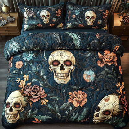 Floral Skull 3-Piece Quilted Bedding Set GFTOTP7541