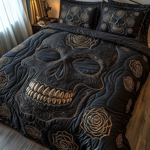 Black Rose Skull Duvet Cover Set GFTOTP7601