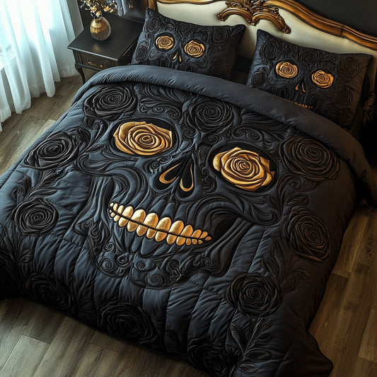 Black Rose Skull Duvet Cover Set GFTOTP7602