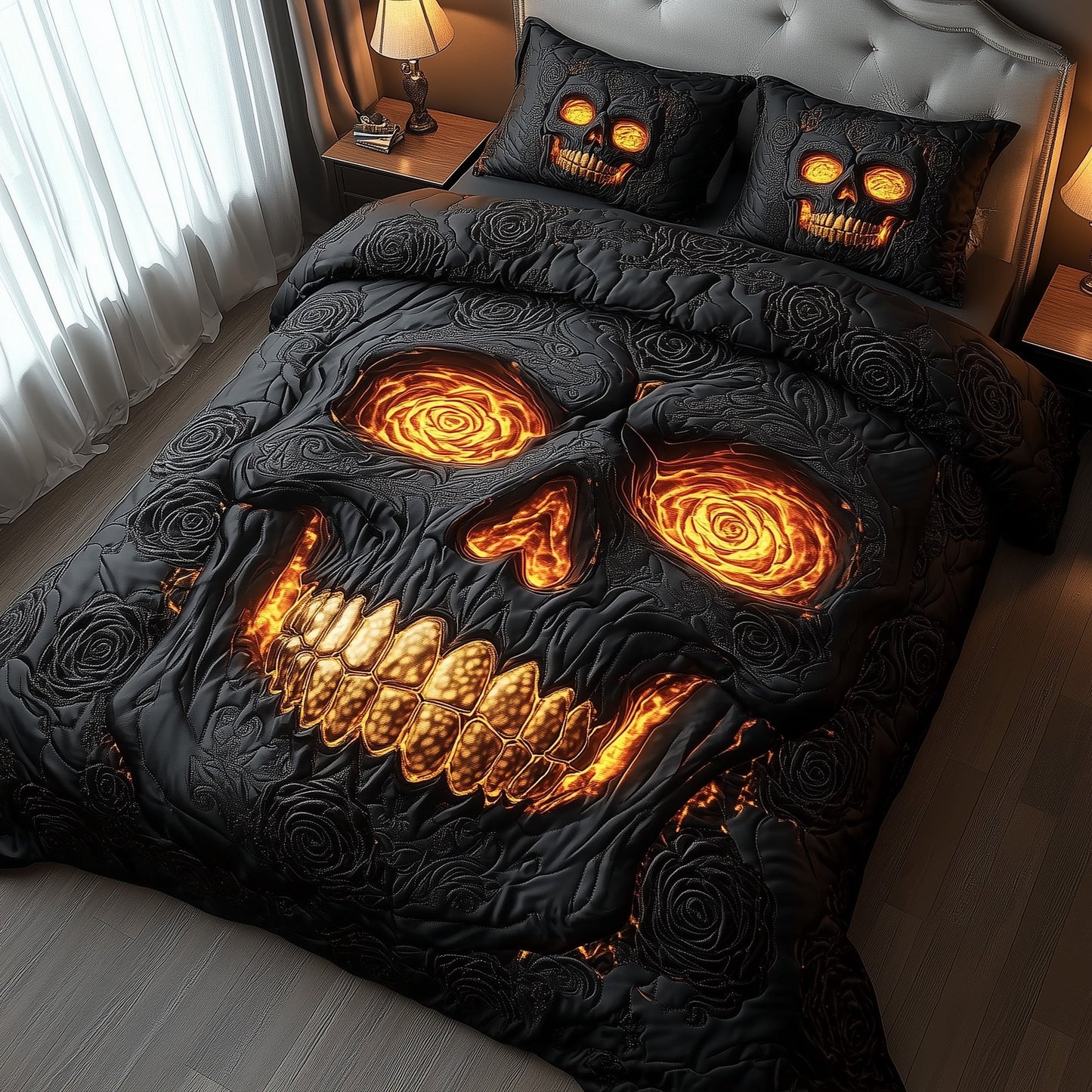 Lava Rose Skull Duvet Cover Set GFTOTP7606