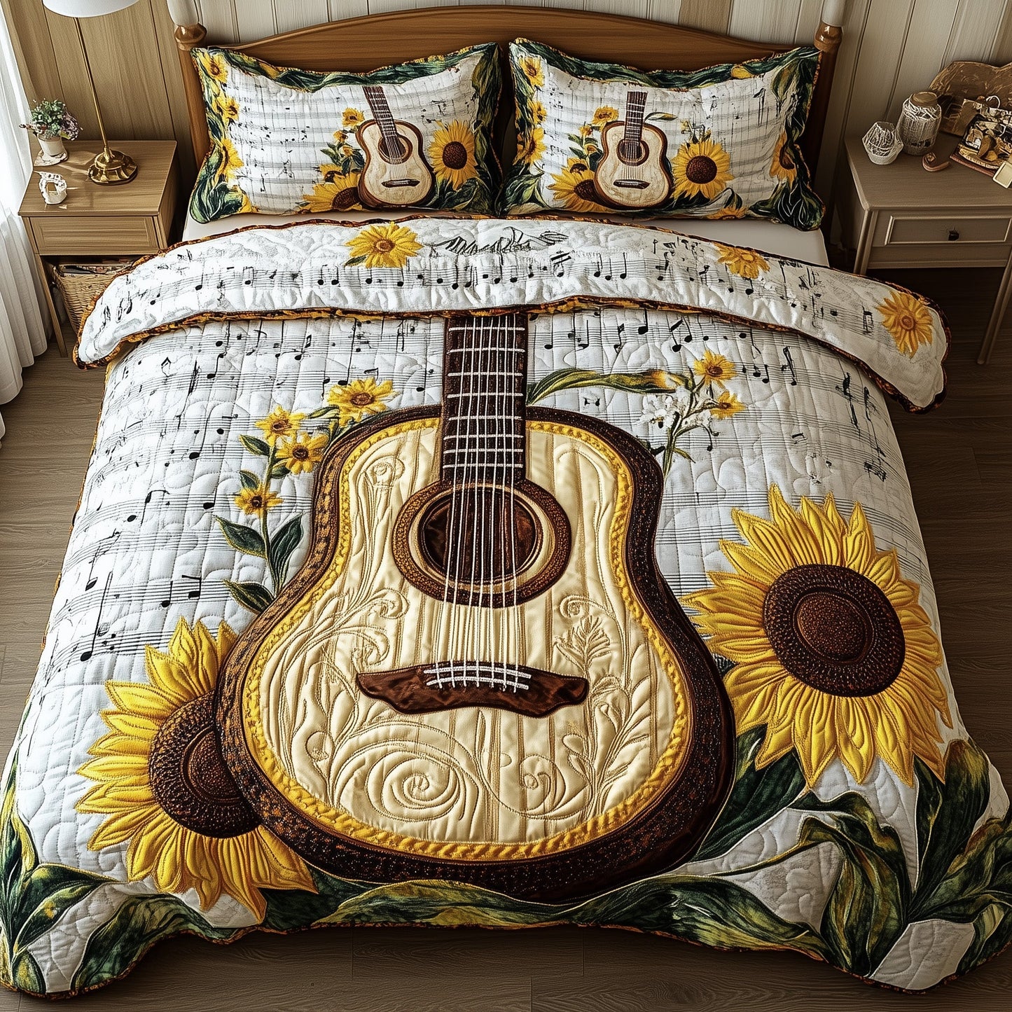 Golden Melody 3-Piece Quilted Bedding Set GFTOTP7668