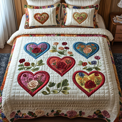 Blooming Heart 3-Piece Quilted Bedding Set GFTOTP7722