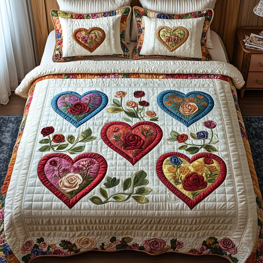 Blooming Heart 3-Piece Quilted Bedding Set GFTOTP7722