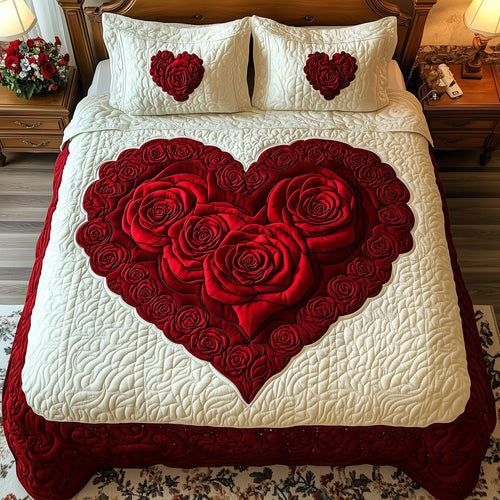 Blooming Heart 3-Piece Quilted Bedding Set GFTOTP7723