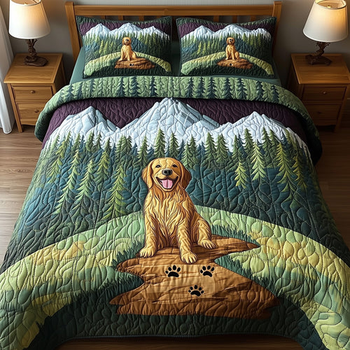 Adventure Golden Retriever 3-Piece Quilted Bedding Set GFTOTP7778
