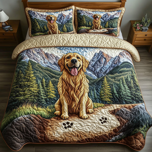 Adventure Golden Retriever 3-Piece Quilted Bedding Set GFTOTP7780