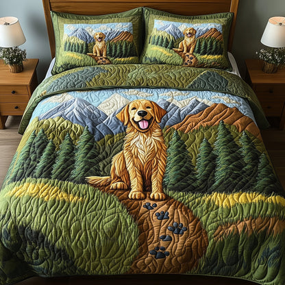 Adventure Golden Retriever 3-Piece Quilted Bedding Set GFTOTP7781