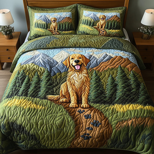 Adventure Golden Retriever 3-Piece Quilted Bedding Set GFTOTP7781