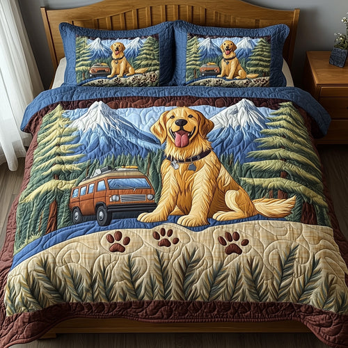 Adventure Golden Retriever 3-Piece Quilted Bedding Set GFTOTP7782